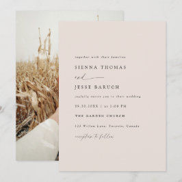 Elegant Taupe Modern Minimal skriptfoto Inbjudningar