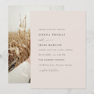 Elegant Taupe Modern Minimal skriptfoto Inbjudningar