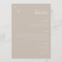 Elegant Taupe Modern Minimalist Bröllop Menu Meny