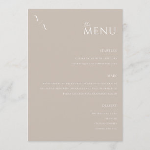 Elegant Taupe Modern Minimalist Bröllop Menu Meny