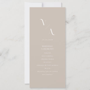 Elegant Taupe Modern Minimalist-Bröllopsprogram