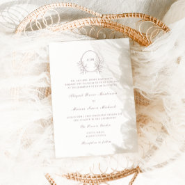 Elegant Taupe Monogram QR Osa Photo Bröllop Inbjudningar