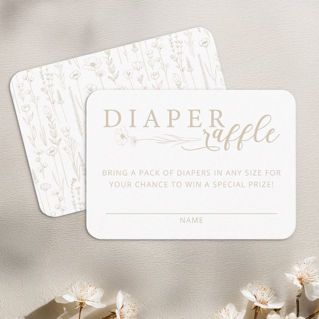 Elegant Taupe Neutral Baby Shower Diaper Raffle Tilläggskort (Diaper Raffle Card)