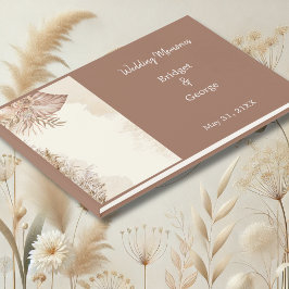 elegant taupe neutralt pampas gräs bröllop gästböcker