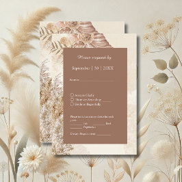 Elegant taupe Neutralt Pampas Grass Bröllop OSA Kort
