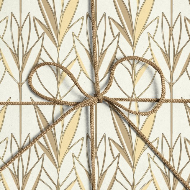 Elegant Taupe och Vit blomning Art Deco Stil Presentpapper (Skapare uppladdad)