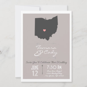 Elegant Taupe Ohio State Wedding bjudande Inbjudningar