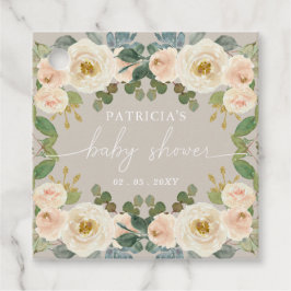 Elegant Taupe Peach Blommigt Baby Shower Gåvor Etiketter