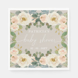 Elegant Taupe Peach Blommigt Baby Shower Pappersservett