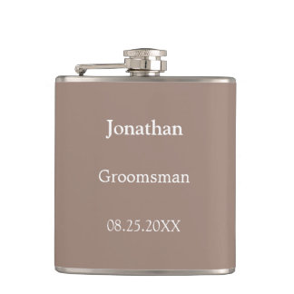 Elegant Taupe Personlig Groomsman-kolv Fickplunta