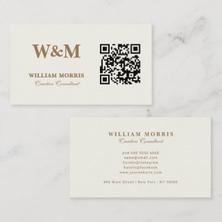 Elegant Taupe QR-kod Logotypmall Visitkort