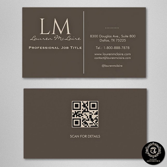 Elegant Taupe QR-kod Visitkort (Skapare uppladdad)