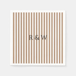 Elegant Taupe Rand Sommerstripe Bröllop Pappersservett