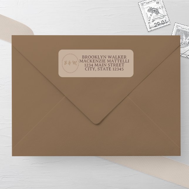 Elegant Taupe Wedding Return Address Label Returadress Etikett (Skapare uppladdad)