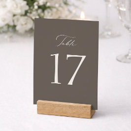 Elegant Taupe Wedding Table Number  Tack Kort