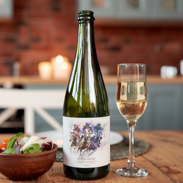 Elegant Tävling Horse Derby Party Equestrian Vinflaska Etikett (Saddle up for a Winning Toast: Derby-inspired Wine Labels!)