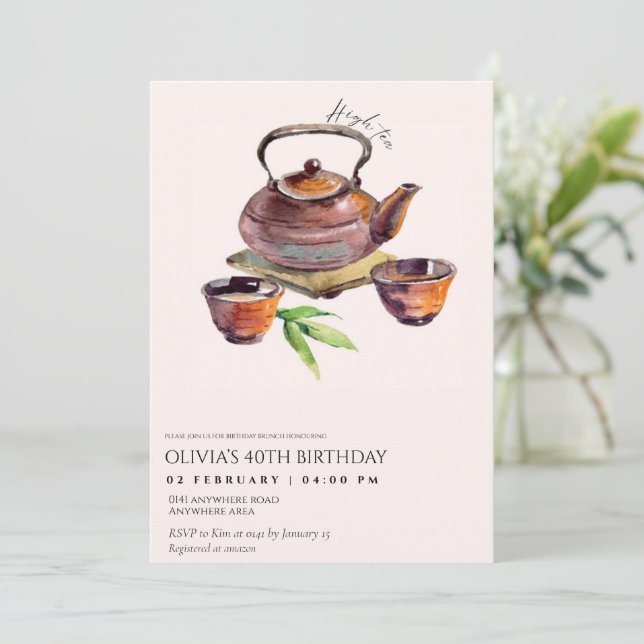 Elegant te party födelsedag inbjudningar (Stående Fram)