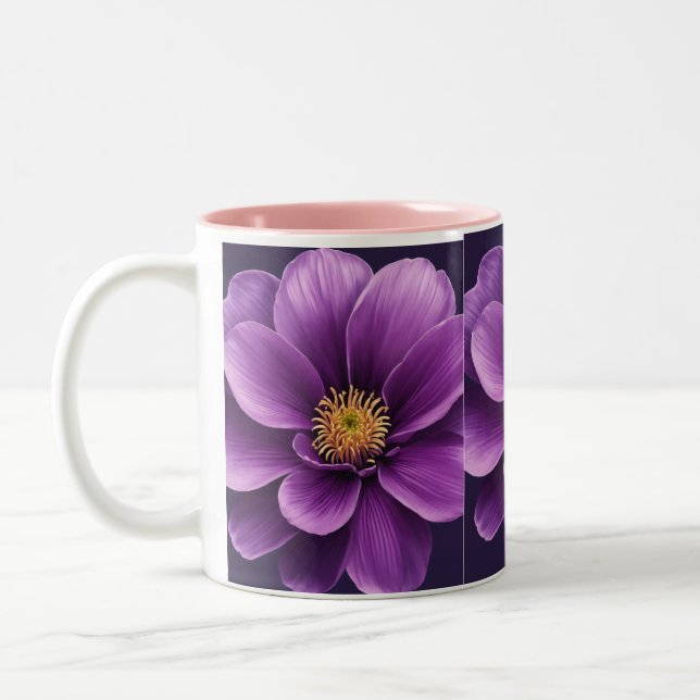 Elegant Tea & Coffee Mugg med Lila Flower Print (Vänster)