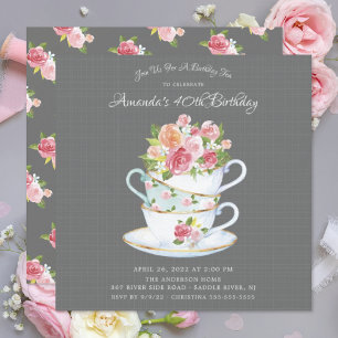 Elegant Tea-inbjudan på födelsedagen Inbjudningar