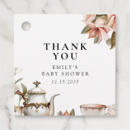 Elegant Tea Party Baby Shower Gåvor Etiketter