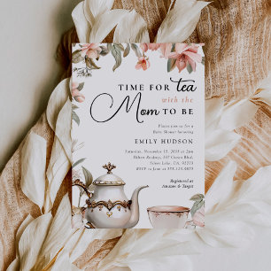 Elegant Tea Party Baby Shower Inbjudningar