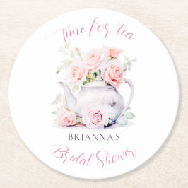 Elegant Tea Party Bröllopsdusch Underlägg Papper Rund