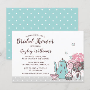 Elegant Tea Party Butterfly Blommigt Möhippa Inbjudningar