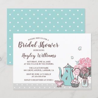 Elegant Tea Party Butterfly Blommigt Möhippa Inbjudningar