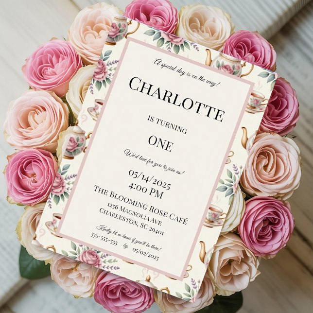 Elegant Tea Party födelsedag för flickor Inbjudningar (Skapare uppladdad)