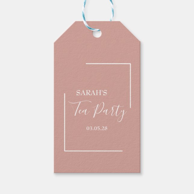 Elegant  Tea Party födelsedag Presentetikett (Framsidan)