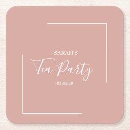 Elegant  Tea Party födelsedag Underlägg Papper Kvadrat