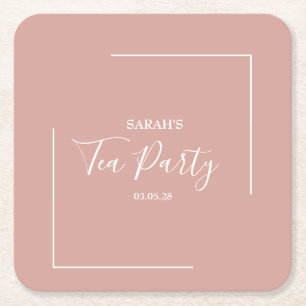 Elegant  Tea Party födelsedag Underlägg Papper Kvadrat