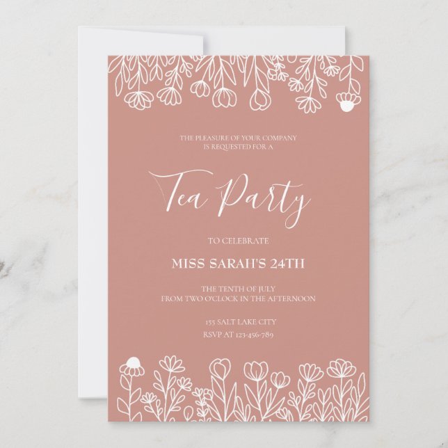 Elegant  Tea Party-inbjudan Inbjudningar (Framsida)