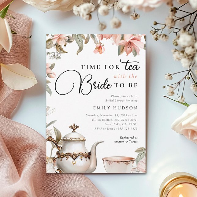 Elegant Tea Party Inbjudningskort för möhippan (Skapare uppladdad)