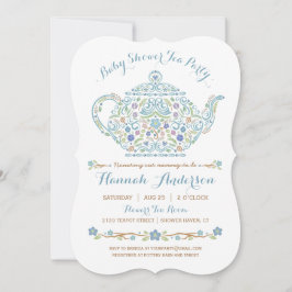 Elegant Tea Party Pojke Babyshower • Tekanna Inbjudningar