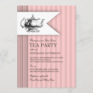 Elegant Tea som tickar partyet för randbaby Inbjudningar