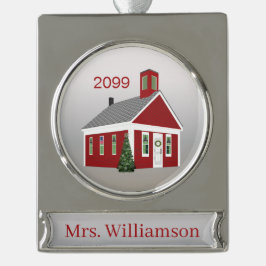 Elegant Teacher Principal Banner Personlig Sil Silverfärgad Julgransprydnad
