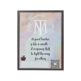 Elegant Teacher Quote Notepad with QR Code Anteckningsblock