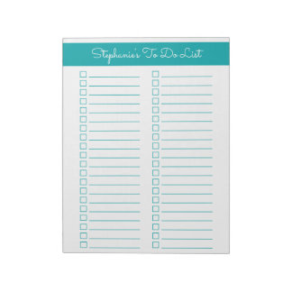 Elegant Teal 8.5x11 Two Column Checklist Anteckningsblock