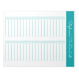 Elegant Teal 8.5x11 Two Column Checklist Anteckningsblock