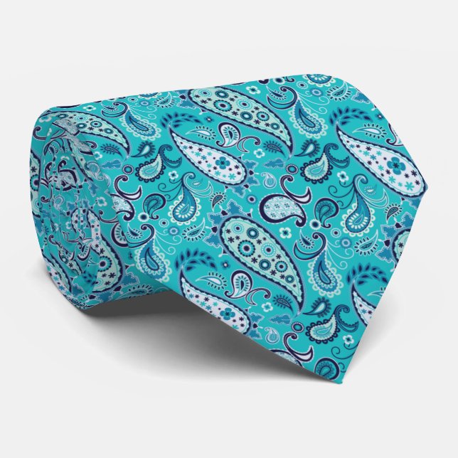 Elegant Teal and Blue Blommigt Paisley Slips (Rullad)
