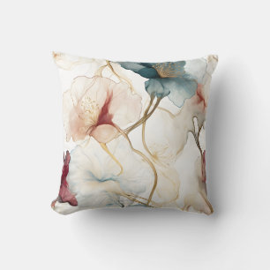 Elegant Teal and Burgundy Blommigt Pillow Kudde