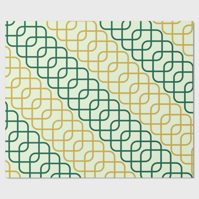 Elegant Teal and Gold Geometric Interlocking Presentpapper (Platt)