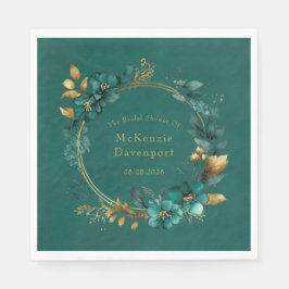 Elegant Teal and Guld Blommigt Möhippa Napkins Pappersservett