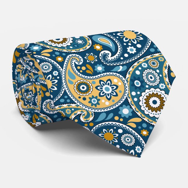Elegant Teal and Guld Boho Chic Paisley Print Slips (Rullad)