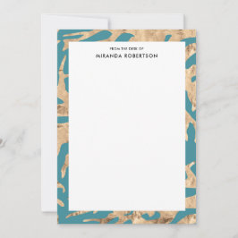 Elegant Teal and Guld Note Cards Anteckningskort