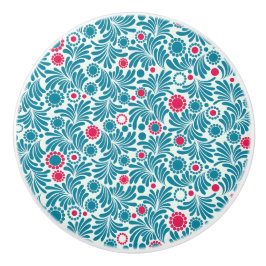 Elegant Teal and Magenta Foliage Pattern Knopp