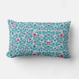 Elegant Teal and Magenta Foliage Pattern Lumbarkudde