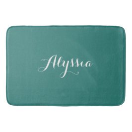 Elegant Teal Anpassat Namn Badrumsmatta