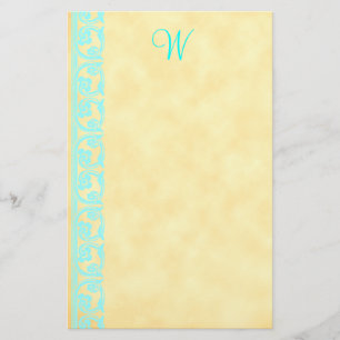 Elegant Teal Anpassningsbar Monogram Stationery Brevpapper